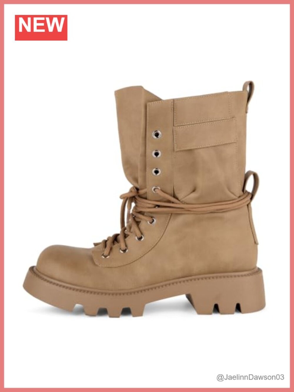 Women's Vegan Leather Mid Calf Boots Chunky Platform Heels Lace Up